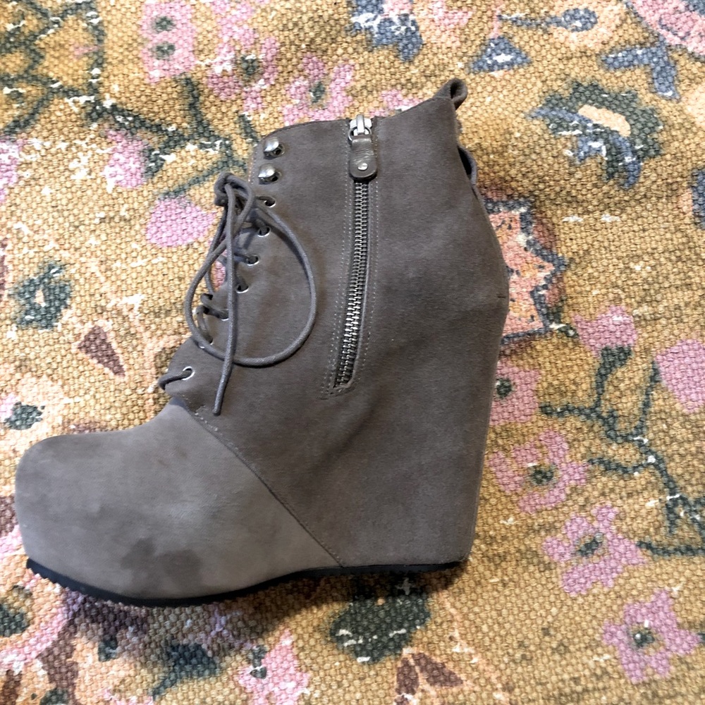 gray suede aldo platform lace up booties